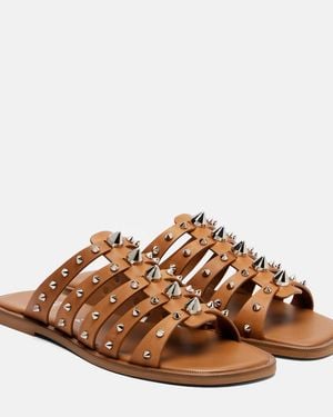 クリスチャンルブタン YACHT SPIKES FLAT CALFデッキシューズ Designer Christian Louboutin Yacht Spikes Flat Calf for Women - Up