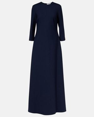 Oscar de la Renta Embellished Open-Back Wool-Blend Kaftan - Blue