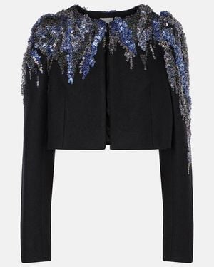 Dries Van Noten Sequined Cropped Wool-Blend Jacket - Black