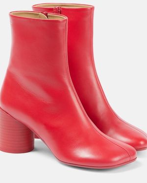 MM6 by Maison Margiela Anatomic Leather Ankle Boots - Red