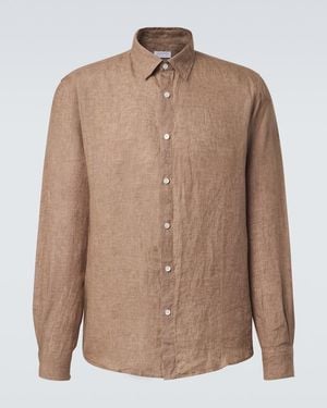 Sunspel Linen Shirt - Brown