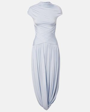 Self-Portrait Draped Midi Dress - Blue