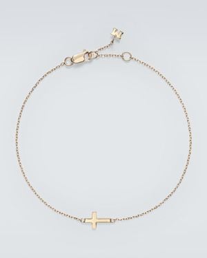 Mateo Armband Mini Cross Aus 14Kt Gelbgold - Weiß