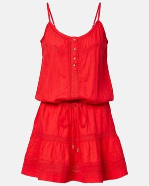 Melissa Odabash Kelly Crochet-Trimmed Cotton Minidress - Red