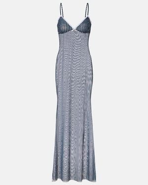 Bananhot Solay Gingham Mesh Maxi Dress - Blue