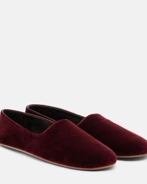 The Row Ponti Velvet Slip-On Shoes - Red