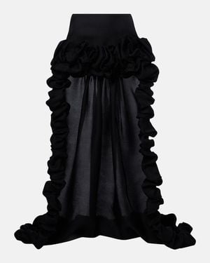 Saint Laurent Asymmetric Ruffled Silk Gazar Miniskirt - Black