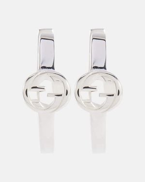 Gucci Pendientes De Aro Interlocking G De Plata De Ley - Blanco