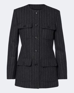 Nili Lotan Veste Jenette En Laine Vierge Rayee - Noir