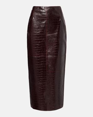 Nour Hammour Elyse Croc-Effect Leather Pencil Skirt - Purple