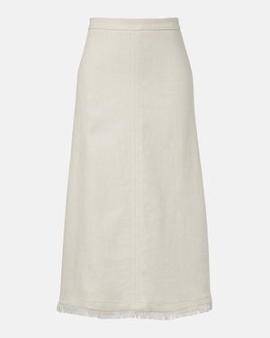 Max Mara Fiocchi Linen And Cotton Midi Skirt - White