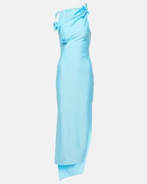 Coperni Floral-Applique Cutout Maxi Dress - Blue