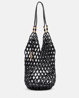 Saint Laurent Cassandre Beaded Shoulder Bag - Black