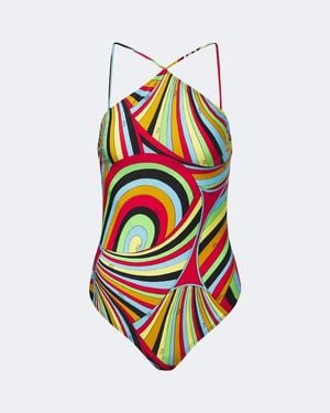 PUCCI Iride Halterneck Swimsuit - White