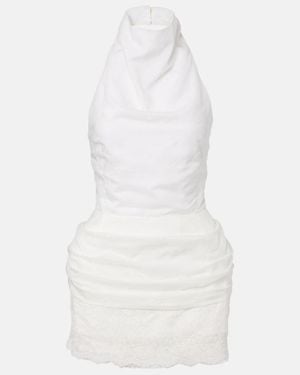 Magda Butrym Embroidered Silk, Wool And Cotton-Blend Minidress - White