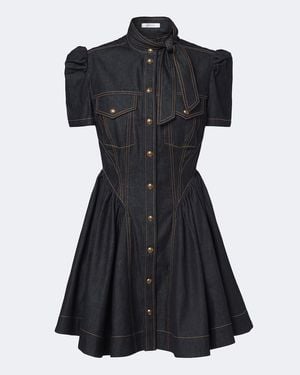 Zimmermann Vestido Camisero De Denim - Negro