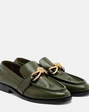 Bottega Veneta Astaire Knot Leather Loafers - Green