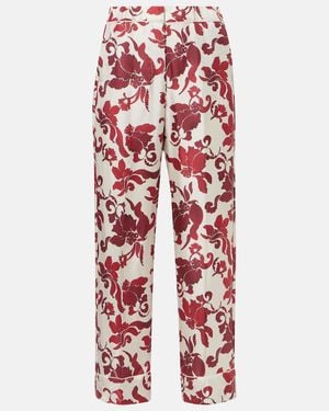 Max Mara Leda Printed Silk Wide-Leg Pants - Red