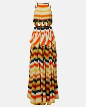 Loewe Paula's Ibiza Striped Silk Maxi Dress - Metallic