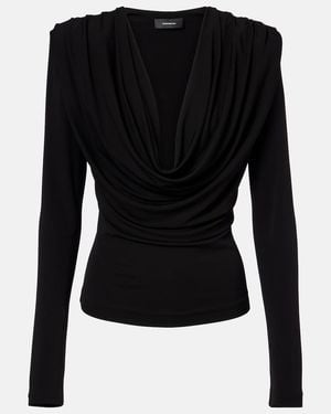 Wardrobe NYC Draped Jersey Top - Black