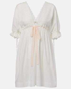 Chloé Broderie Anglaise Cotton-Blend Minidress - White