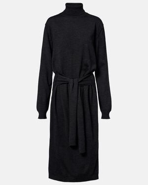 Lemaire Turtleneck Wool-Blend Midi Dress - Black