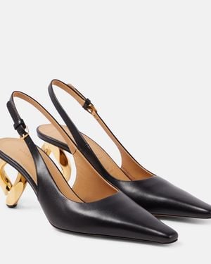 JW Anderson Chain Heel Leather Slingback Court Shoes - Blue