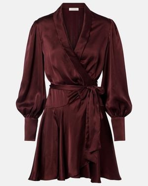 Zimmermann Silk Satin Wrap Dress - Red