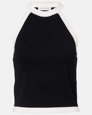 Nina Ricci Ribbed-Knit Halterneck Top - Black