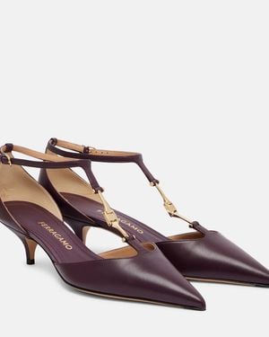 Ferragamo Traci 40 Leather Pumps - Brown