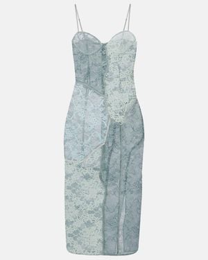 Acne Studios Paneled Cotton-Blend Lace Midi Dress - Blue