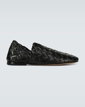 Bottega Veneta Leather Intrecciato Slippers - Black