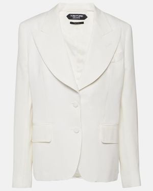 Tom Ford Single-Breasted Silk Blazer - White