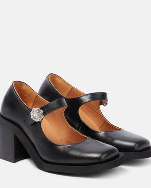 Ganni Mary-Jane-Pumps aus Leder - Schwarz
