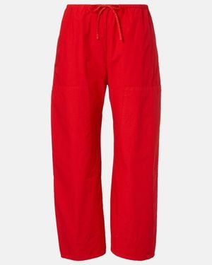 Leset Kyoto Cropped Cotton Wide-Leg Trousers - Red