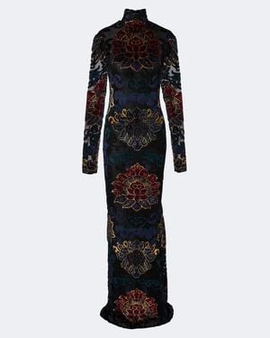 Etro Embroidered Velvet Gown - Black