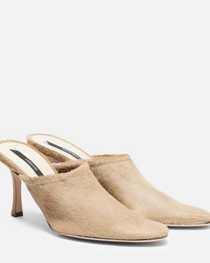Christen Elipse 75 Calf Hair Mules - Natural