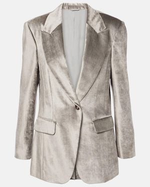 Brunello Cucinelli Cotton-Blend Velvet Blazer - Gray