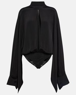Tom Ford Body En Crepe De Seda Con Abertura - Negro