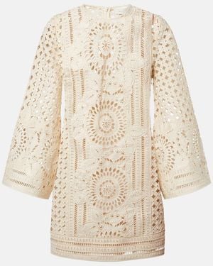 Zimmermann Indra Broderie Anglaise Cotton Minidress - Natural