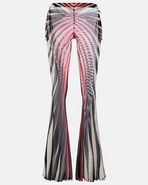 Roberto Cavalli Printed Sheer Flared Pants - Blue
