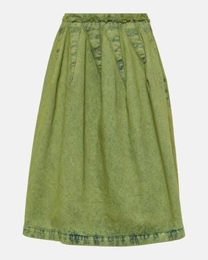 Marni Pleated Denim Midi Skirt - Green