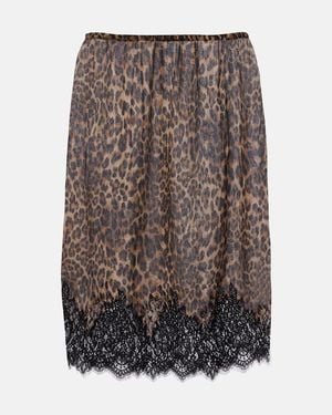 Nili Lotan Thea Animal-Print Silk Midi Skirt - Brown