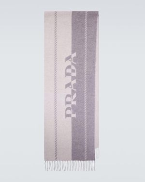 Prada Logo Wool Scarf - Purple