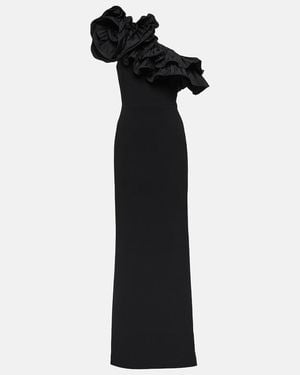 Rebecca Vallance Chloe One-shoulder Taffeta-trimmed Stretch-crepe Gown - Black