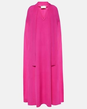 Valentino Vgold Caped Silk Maxi Dress - Pink