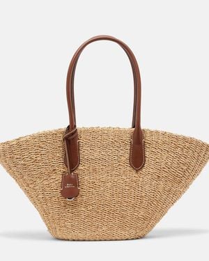 Polo Ralph Lauren Sac Panier Bellport Medium En Raphia - Marron