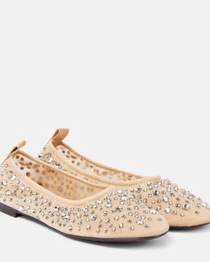 Tory Burch Ballet Flats With Crystals - Natur