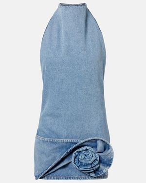 Magda Butrym Floral-Applique Denim Minidress - Blue