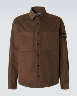 Stone Island Compass Cotton Corduroy Overshirt - Brown